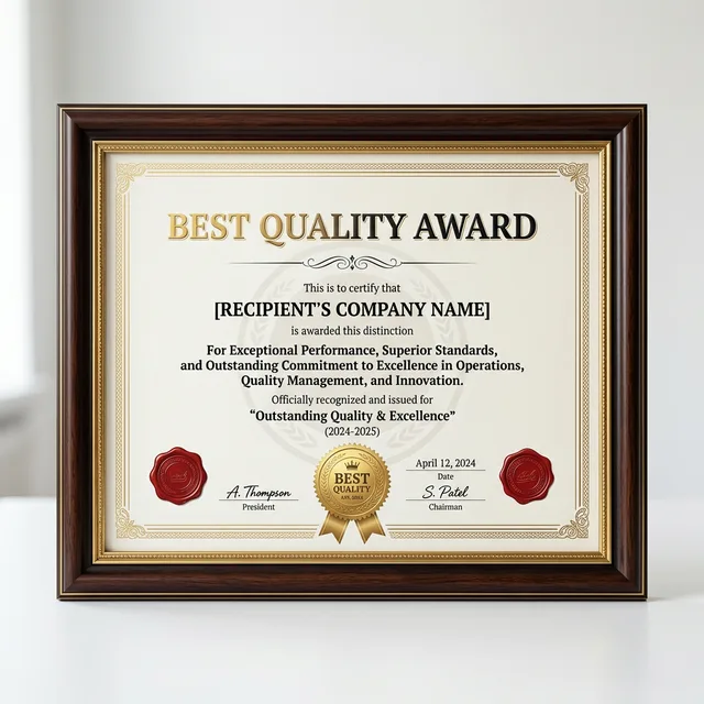 Best Quality Certificate